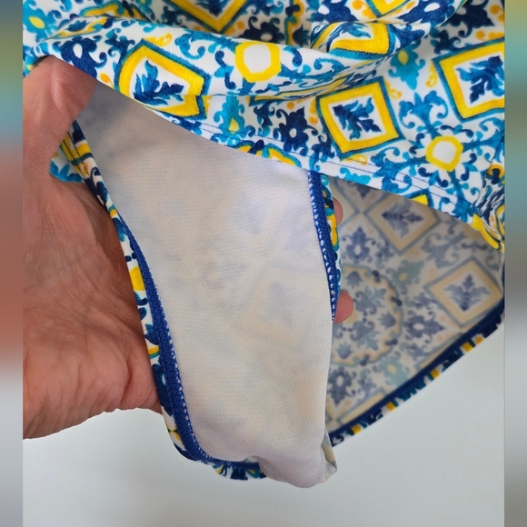 Nicole Miller Studio Blue And Yellow One Piece Swimsuit Size 12 - Picture 7 of 7